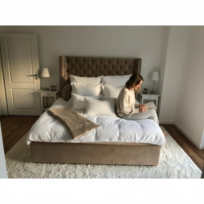 Lit Chesterfield Rembourrage Double Lits d'Hôtel Chambre 140x200cm Marron neuf