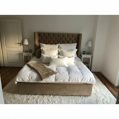 Lit Chesterfield Rembourrage Double Lits d'Hôtel Chambre 140x200cm Marron neuf