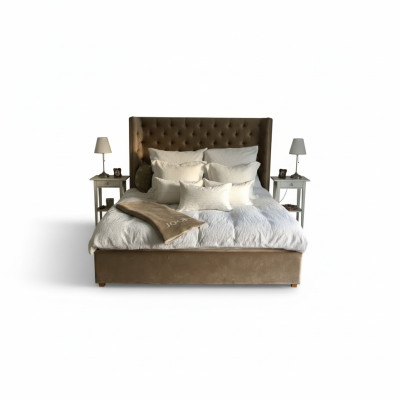Lit Chesterfield Rembourrage Double Lits d'Hôtel Chambre 140x200cm Marron neuf