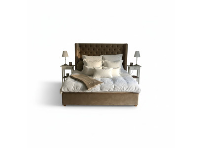 Lit Chesterfield Rembourrage Double Lits d'Hôtel Chambre 140x200cm Marron neuf