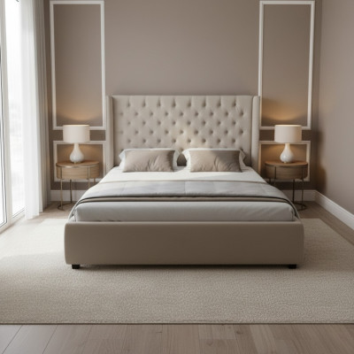 Chesterfield Lit Rembourrage Double Décoratif pour Hôtel Chambres à Coucher 180x200cm.