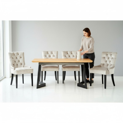 Conception Table de salle à manger + 4 fauteuils Chesterfield Groupe de sièges de chaises