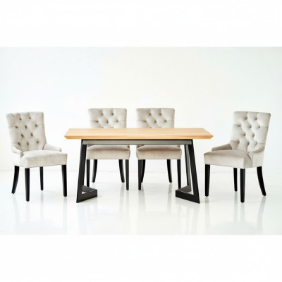 Conception Table de salle à manger + 4 fauteuils Chesterfield Groupe de sièges de chaises