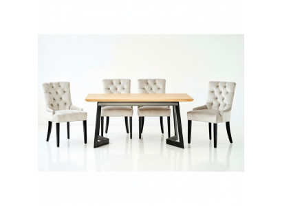 Conception Table de salle à manger + 4 fauteuils Chesterfield Groupe de sièges de chaises