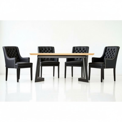 Table à manger design 4 fauteuils Chesterfield Ensemble de sièges de chaises