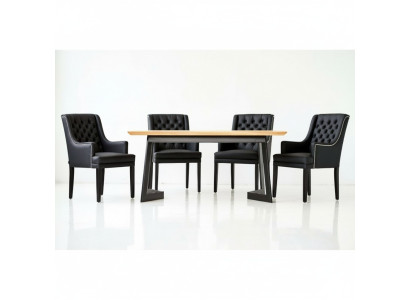 Table à manger design 4 fauteuils Chesterfield Ensemble de sièges de chaises