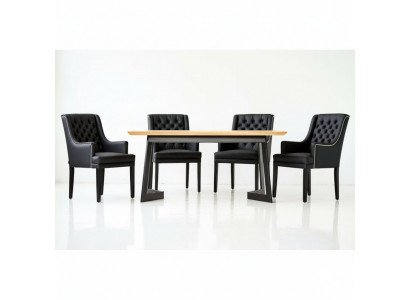 Table à manger design 4 fauteuils Chesterfield Ensemble de sièges de chaises