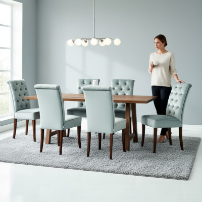 Design Table de salle à manger 4 fauteuils Chesterfield Salle à manger 5 pièces. suite