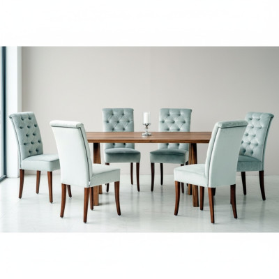 Ensemble de salle à manger Chesterfield moderne Table à manger luxueuse x6 chaises Chesterfield