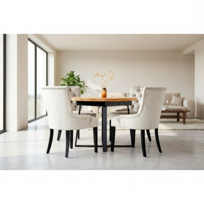 Conception Table de salle à manger + Groupe de sièges de 6 fauteuils Chesterfield