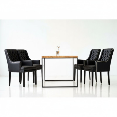 Table à manger + 4 chaises Chesterfield de luxe Groupe de salle à manger 5 pièces.