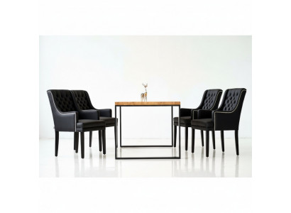 Table à manger + 4 chaises Chesterfield de luxe Groupe de salle à manger 5 pièces.