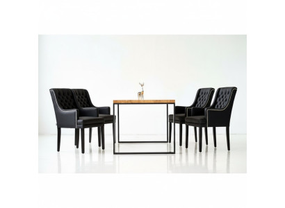 Cadre en métal marron Table de salle à manger Designer x6 7 pièces de chaises rembourrées Chesterfield. ensemble