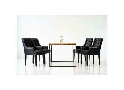 Cadre en métal marron Table de salle à manger Designer x6 7 pièces de chaises rembourrées Chesterfield. ensemble