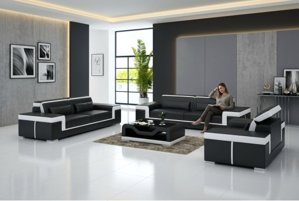 Canapé design Rembourrage Canapés Cuir Moderne Ensemble de canapés 3 + 1 place Ensemble complet nouveau