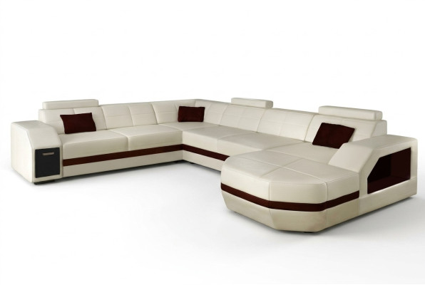 Paysage vivant Canapé en cuir Canapé Canapé d'angle Suite d'angle Design Moderne Canapé avec USB