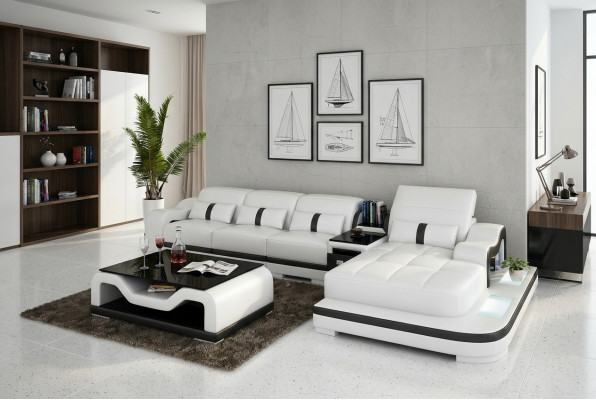 Canapé en cuir canapé set nouveau 3+2+1 places Suite Design Moderne Canapé + USB