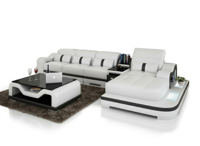 Canapé en cuir canapé set nouveau 3+2+1 places Suite Design Moderne Canapé + USB