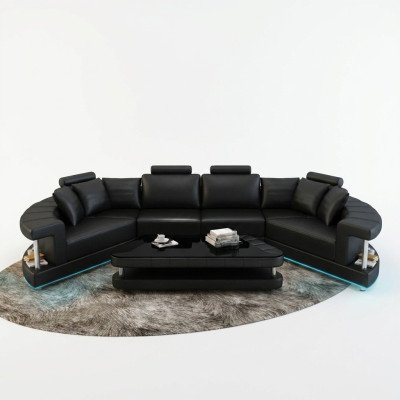 Paysage vivant Canapé d'angle trapézoïdal Canapé rond rond Sofa rond Canapé Rembourrage de forme en U + USB