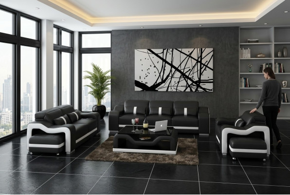 Ensemble de canapés design Canapé Rembourrage Canapés Cuir Moderne 3+2 Places Ensemble Complet Neuf