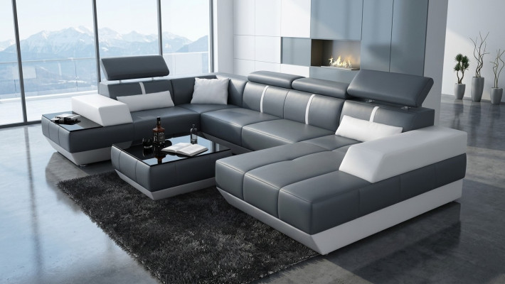 Coin salon moderne canapé en cuir Canapé d'angle Canapé Canapé Canapé Paysage de vie K5015 + USB