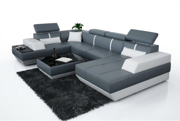 Coin salon moderne canapé en cuir Canapé d'angle Canapé Canapé Canapé Paysage de vie K5015 + USB