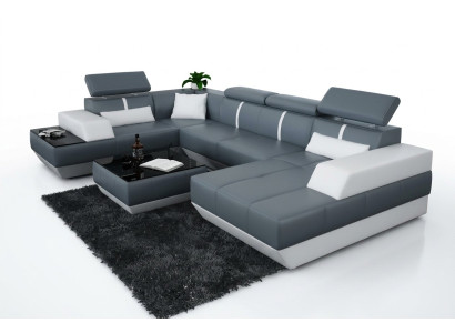 Coin salon moderne canapé en cuir Canapé d'angle Canapé Canapé Canapé Paysage de vie K5015 + USB
