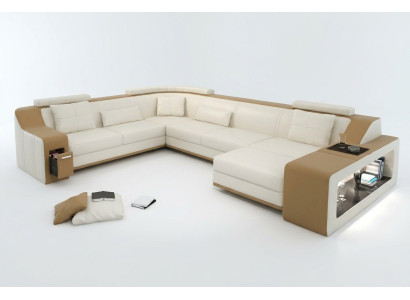 Espace d'assise moderne Canapé d'angle Canapé Rembourrage Canapé d'angle en cuir Salon paysager USB
