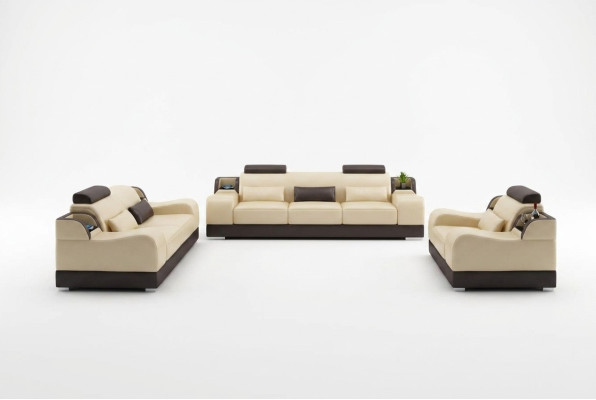 Ensemble de canapés Canapé Rembourrage Canapé 3+3 Ensemble Complet Sets Design Cuir 2 pièces.