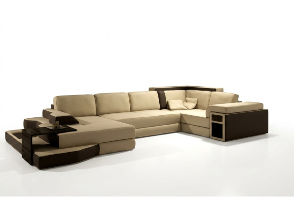 XXL Canapé Design Big +USB Canapé d'angle Canapé Wohlandschaft en forme de U Cuir Textile d'angle