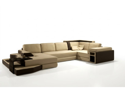XXL Canapé Design Big +USB Canapé d'angle Canapé Wohlandschaft en forme de U Cuir Textile d'angle