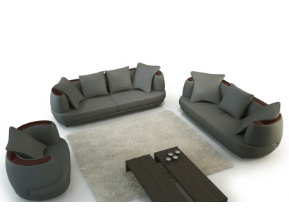 Ensemble de canapé avec USB Canapé de designer de luxe Rembourrage 3+2+1 Canapé en cuir Gris neuf
