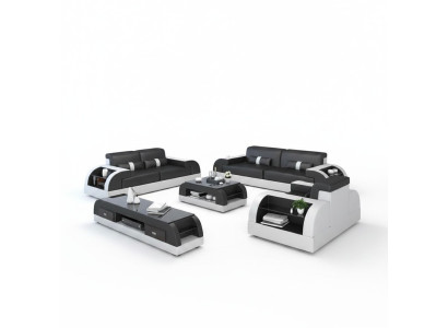 Ensemble de canapé avec USB Canapé Revêtement Cuir Canapé 3+2+1 Canapés Classiques Sièges NEUF