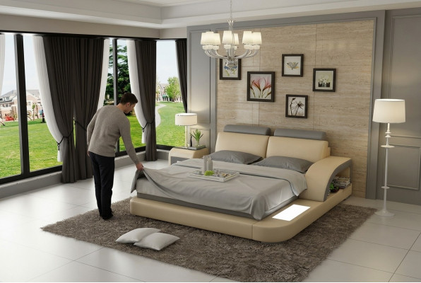 Lit double d'hôtel avec USB Lit à eau Complet Lit en cuir Lit rembourré Eau