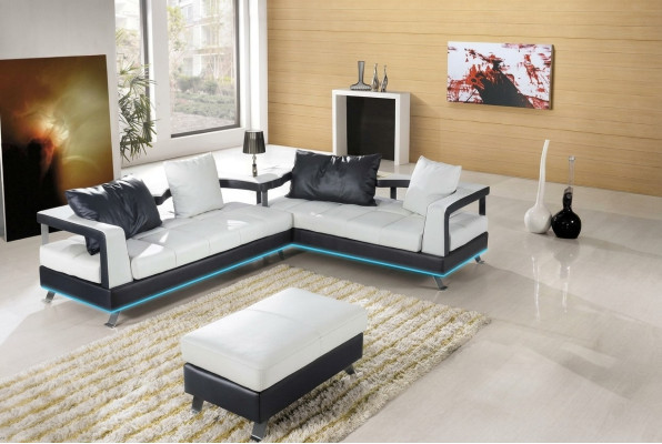 Canapé en cuir Canapé Paysage de vie Canapé d'angle Suite d'angle Design Moderne Canapé + USB neuf