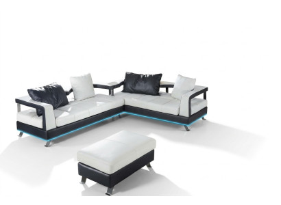 Canapé en cuir Canapé Paysage de vie Canapé d'angle Suite d'angle Design Moderne Canapé + USB neuf
