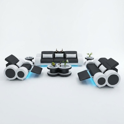 Canapé en cuir ensemble de canapé 3+2+1 suite design canapé moderne + siège USB neuf