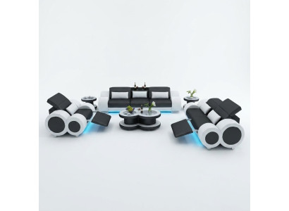 Canapé en cuir ensemble de canapé 3+2+1 suite design canapé moderne + siège USB neuf