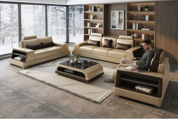 Multifonction canapé relax canapé  en cuir Trois places Design 3er nouveau Canapés