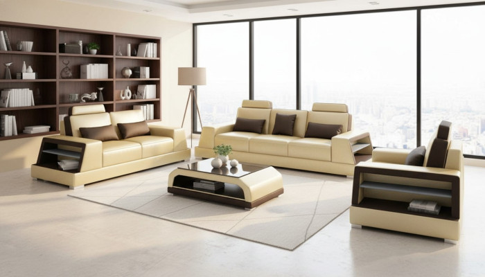 Multifonction canapé relax canapé  en cuir Trois places Design 3er nouveau Canapés