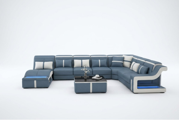 Paysage vivant Canapé d'angle Canapé Sofa en forme de U Rembourrage Canapés Design en cuir Illuminé
