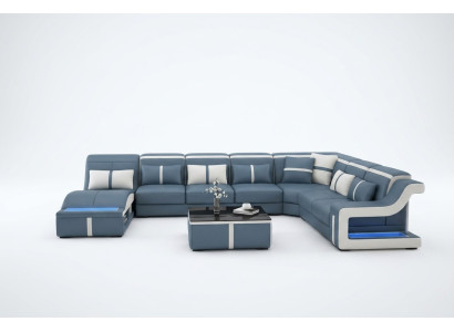 Paysage vivant Canapé d'angle Canapé Sofa en forme de U Rembourrage Canapés Design en cuir Illuminé