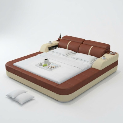 Lit à eau de luxe double multifonction avec revêtement de lit + lits à eau USB 180x200