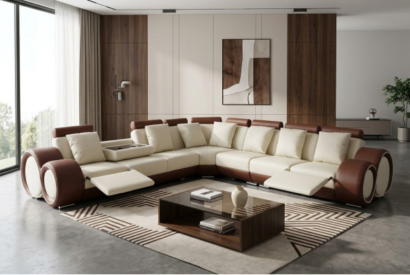 Conception de canapé d'angle de salle de siège de rembourrage en cuir + USB Designer Suite Sofas nouveau
