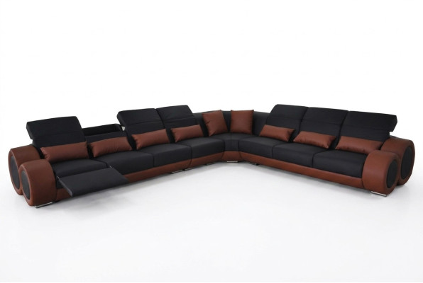 Angle de design Canapé d'angle avec USB. Revêtement en cuir. Suite de sièges de canapé moderne avec nouveaux sièges.