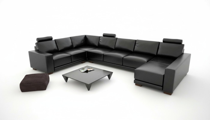 Canapé en cuir Canapé Paysage vivant Canapé d'angle Suite d'angle Design Moderne Canapé avec USB