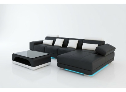 Canapé en cuir Canapé Canapé d'angle Canapé d'angle Suite Design Canapé moderne avec USB