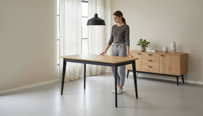 Table à manger en bois moderne, table en bois, table de salle à manger, tables en bois, salle à manger extensible