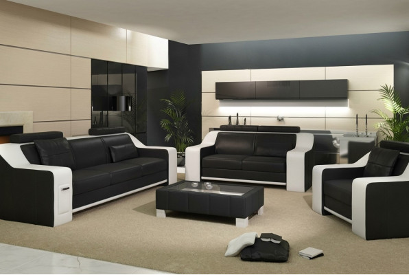 Siège Suite Canapé Revêtement en cuir 3+2+1 Canapé design moderne Ensembles de canapés USB