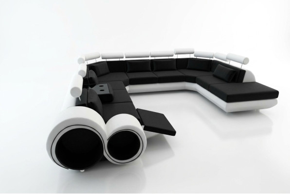 Canapé Big Designer XXL, Suite rembourrée pour canapé Salon en cuir paysage de vie avec USB